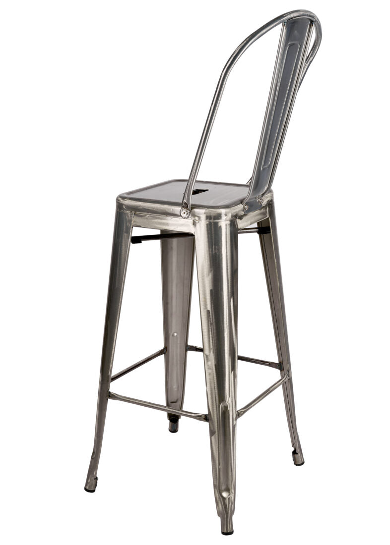 GunMetal Hi Gloss Steelix Tolix Style Metal Barstool with Back BTBMGU-AX-T