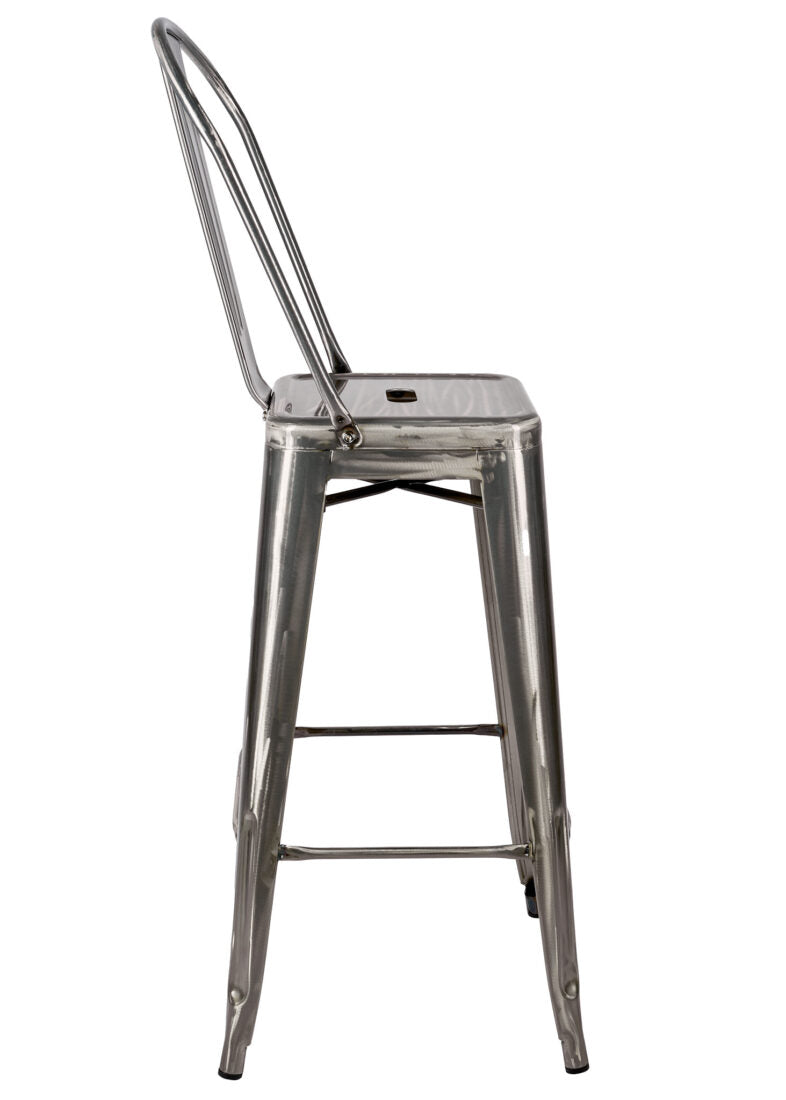 GunMetal Hi Gloss Steelix Tolix Style Metal Barstool with Back BTBMGU-AX-T