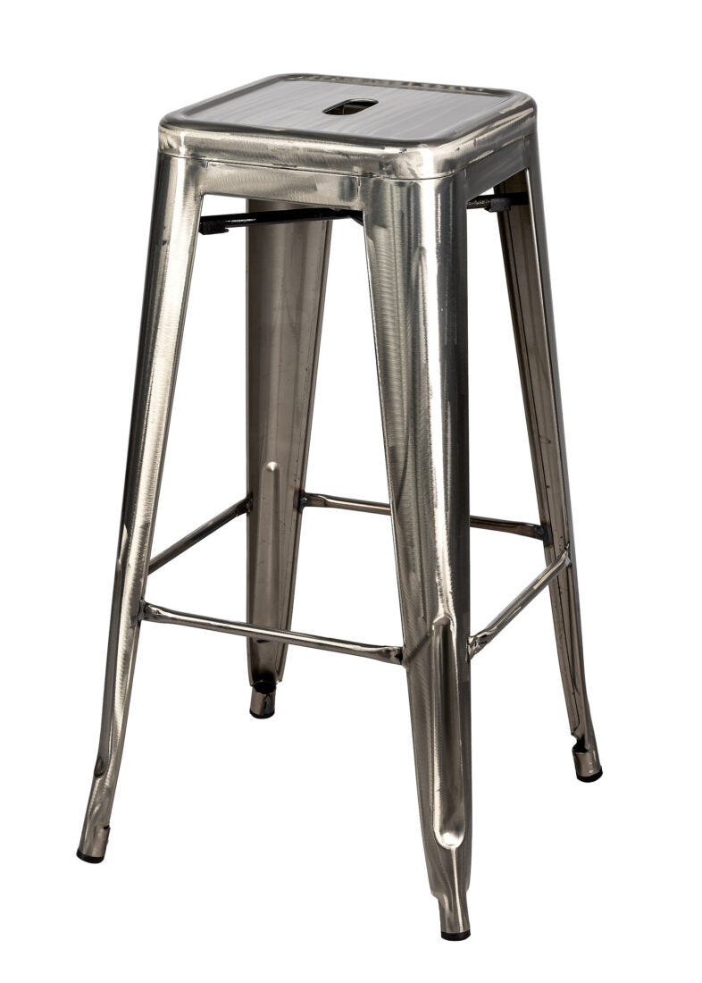 Steelix Tolix Style Metal Barstool Gunmetal with High Gloss Polished with No Back BTMGU-AX-T