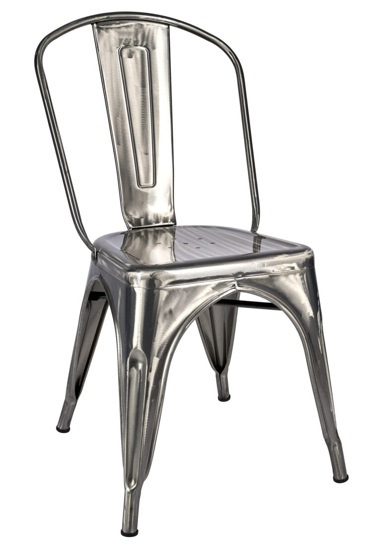 Polished Gunmetal Hi Gloss Steelix Tolix Style Metal Restaurant Chair – Ships Fully Assembled CTMGU-AX-T