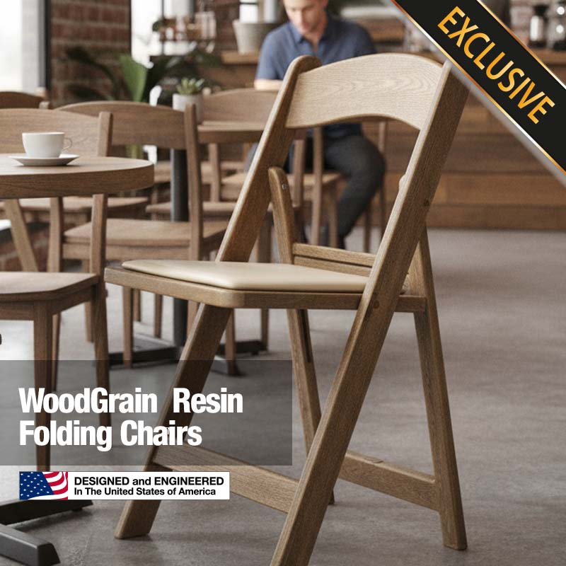 Chivari WoodGrain Resin Folding chairs