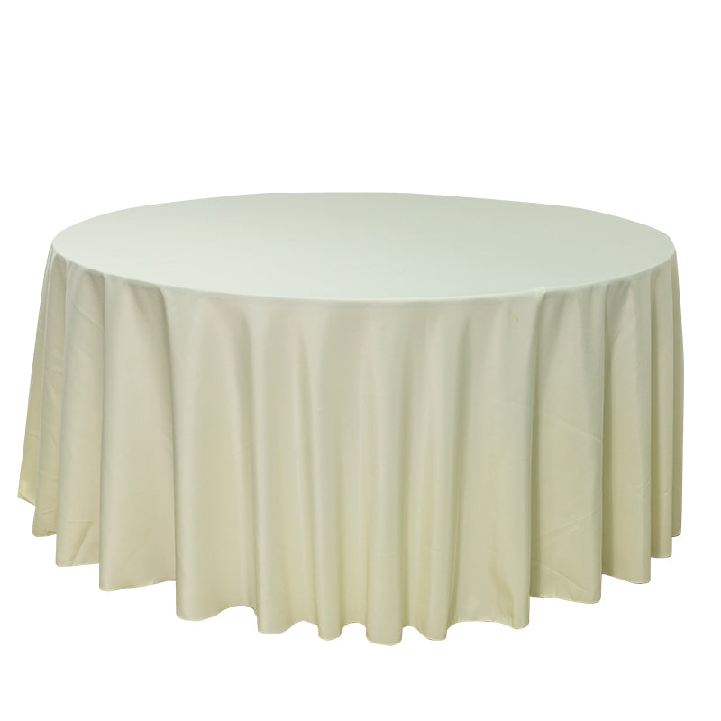 5-Pack Ivory Round Polyester Tablecloth 190gsm 120"