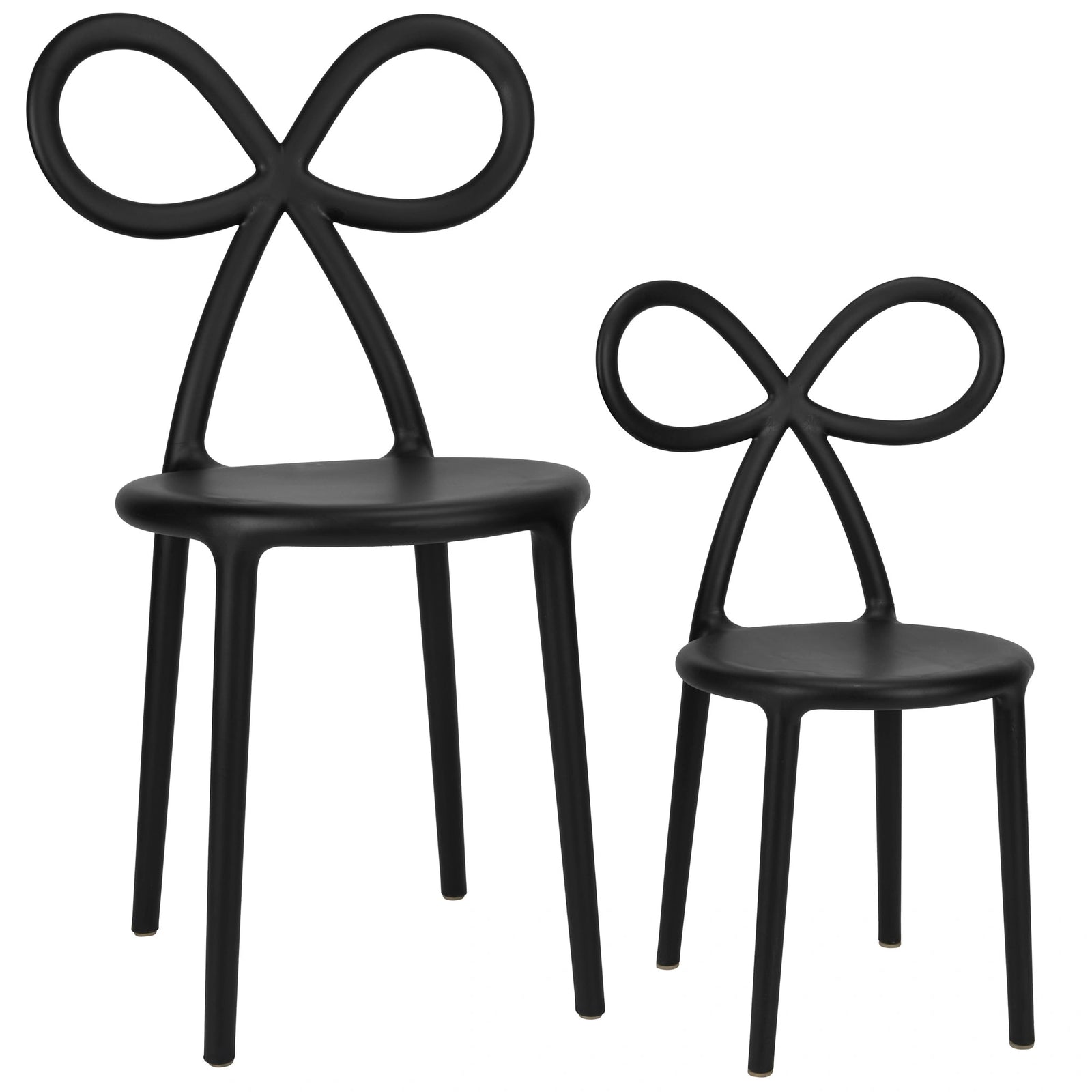 Black Resin Kids Bow Chair with Round Seat