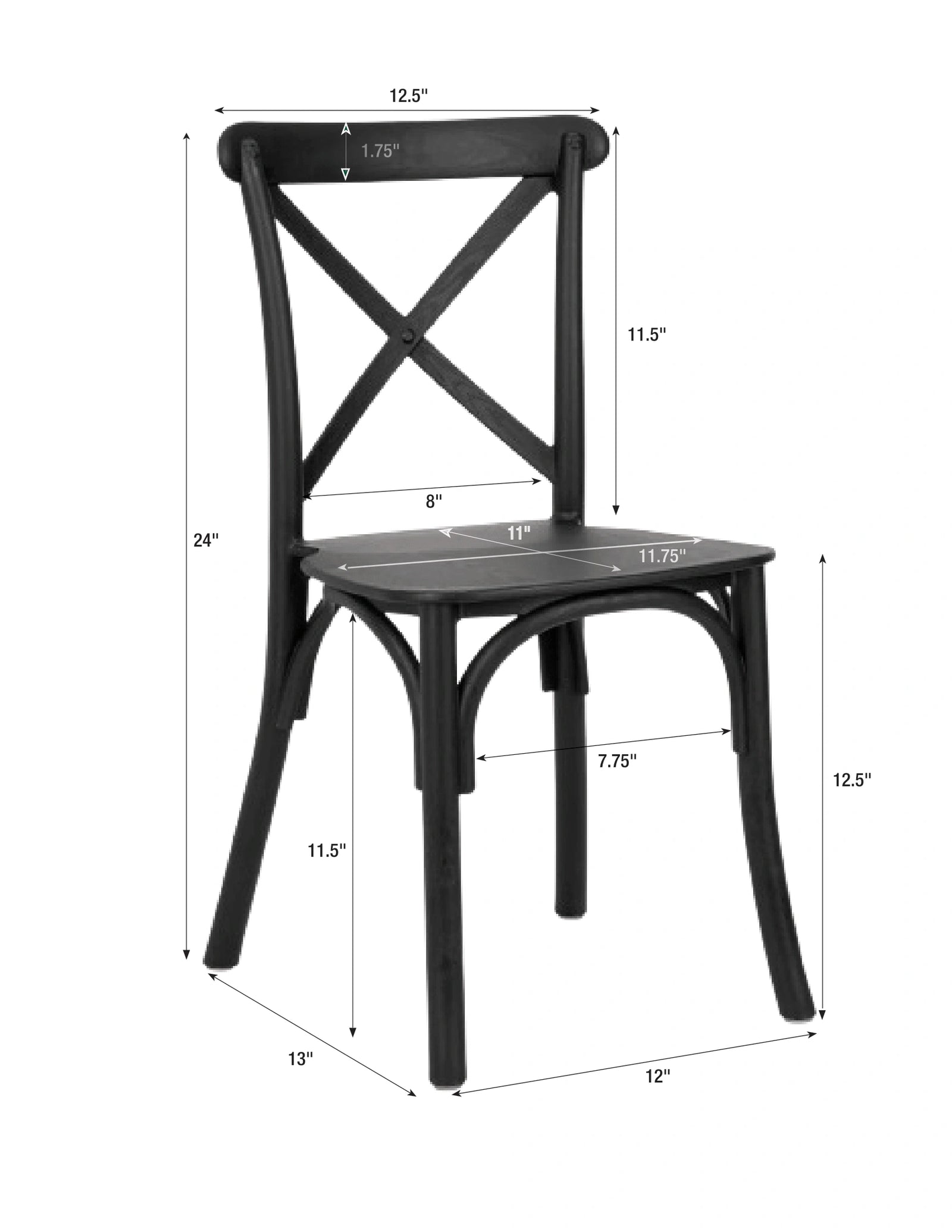 Kids Black ToughResin™ WoodGrain Cross Back Chair