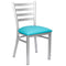 Chivari Ladder Back Restaurant Chair with Silver Frame and Light Blue Vinyl Seat CLMSVLBL-ZF-KT