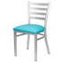 Chivari Ladder Back Restaurant Chair with Silver Frame and Light Blue Vinyl Seat CLMSVLBL-ZF-KT
