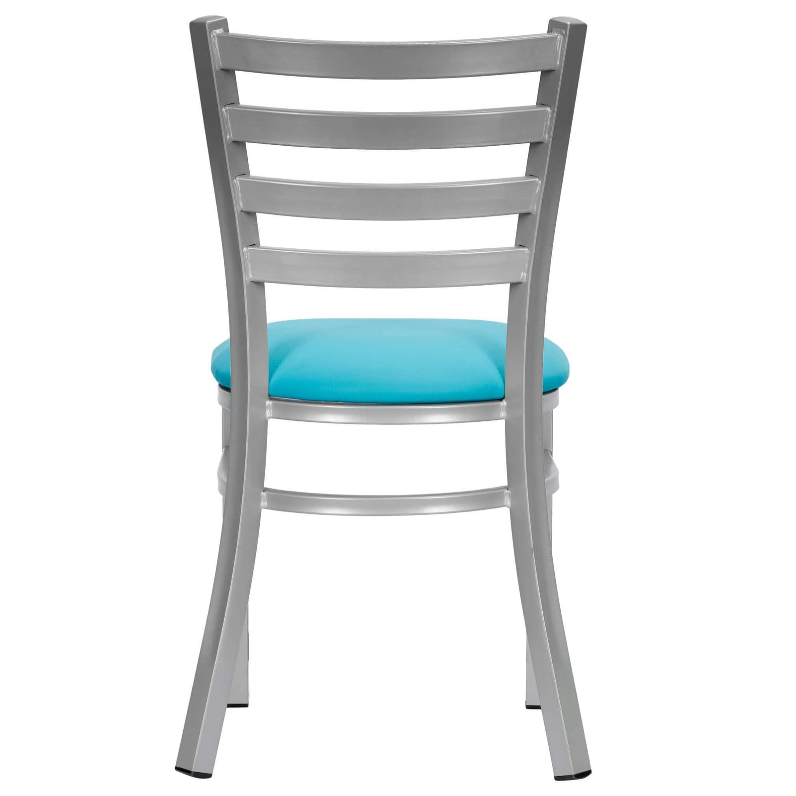 Chivari Ladder Back Restaurant Chair with Silver Frame and Light Blue Vinyl Seat CLMSVLBL-ZF-KT