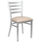 Chivari Ladder Back Restaurant Chair with Silver Frame and Light Gray Vinyl Seat CLMSVLGY-ZF-KT