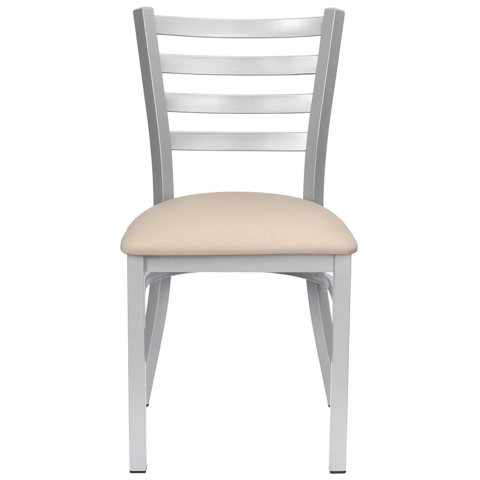Chivari Ladder Back Restaurant Chair with Silver Frame and Light Gray Vinyl Seat CLMSVLGY-ZF-KT