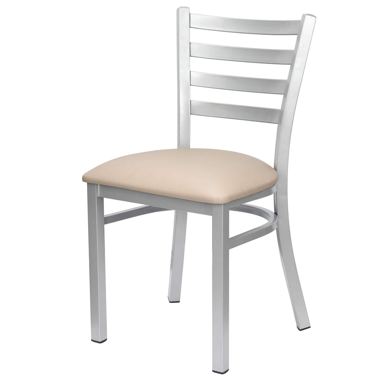 Chivari Ladder Back Restaurant Chair with Silver Frame and Light Gray Vinyl Seat CLMSVLGY-ZF-KT