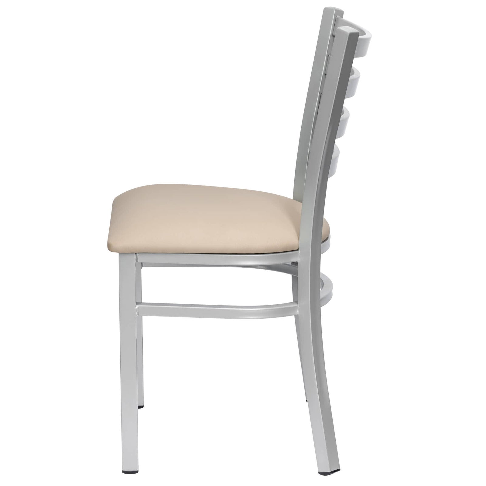 Chivari Ladder Back Restaurant Chair with Silver Frame and Light Gray Vinyl Seat CLMSVLGY-ZF-KT