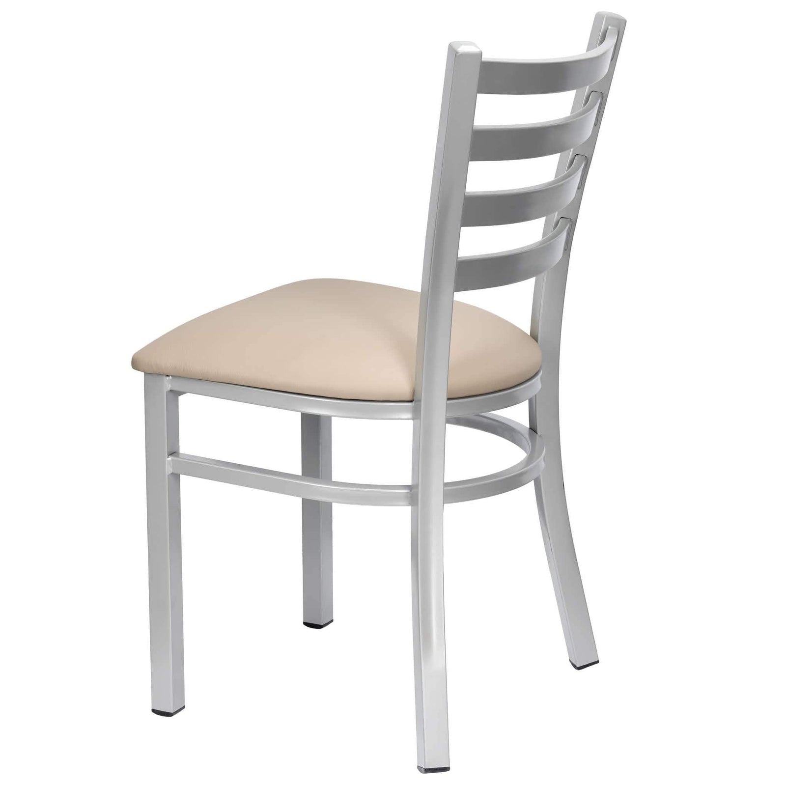 Chivari Ladder Back Restaurant Chair with Silver Frame and Light Gray Vinyl Seat CLMSVLGY-ZF-KT