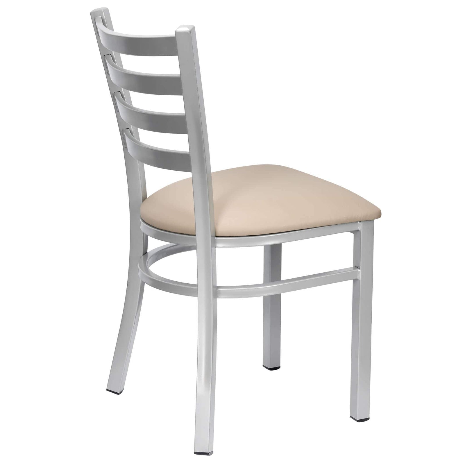 Chivari Ladder Back Restaurant Chair with Silver Frame and Light Gray Vinyl Seat CLMSVLGY-ZF-KT