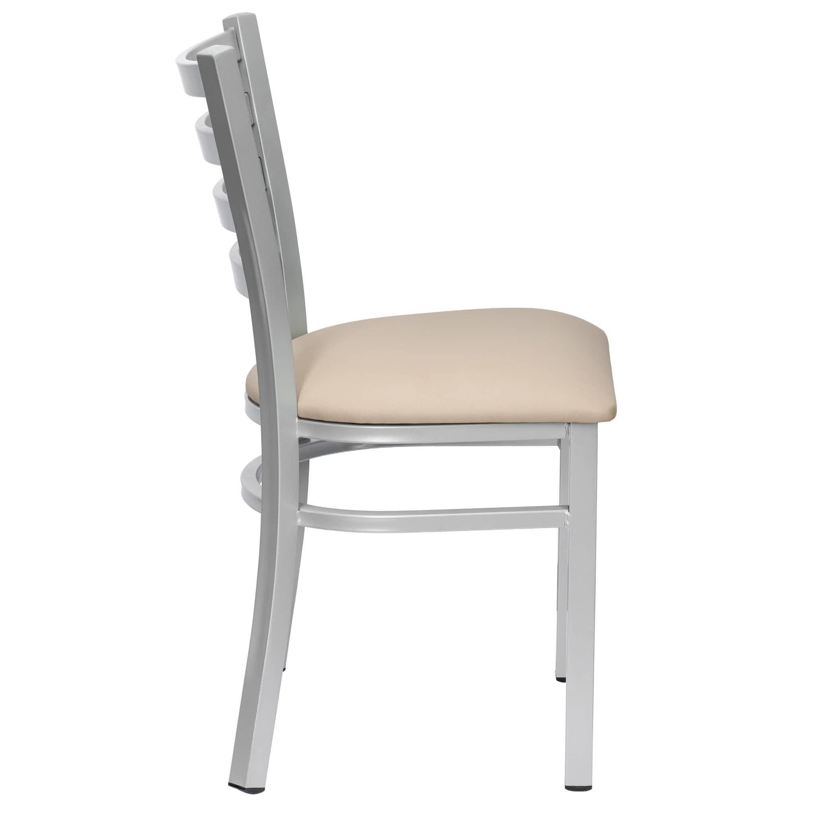 Chivari Ladder Back Restaurant Chair with Silver Frame and Light Gray Vinyl Seat CLMSVLGY-ZF-KT