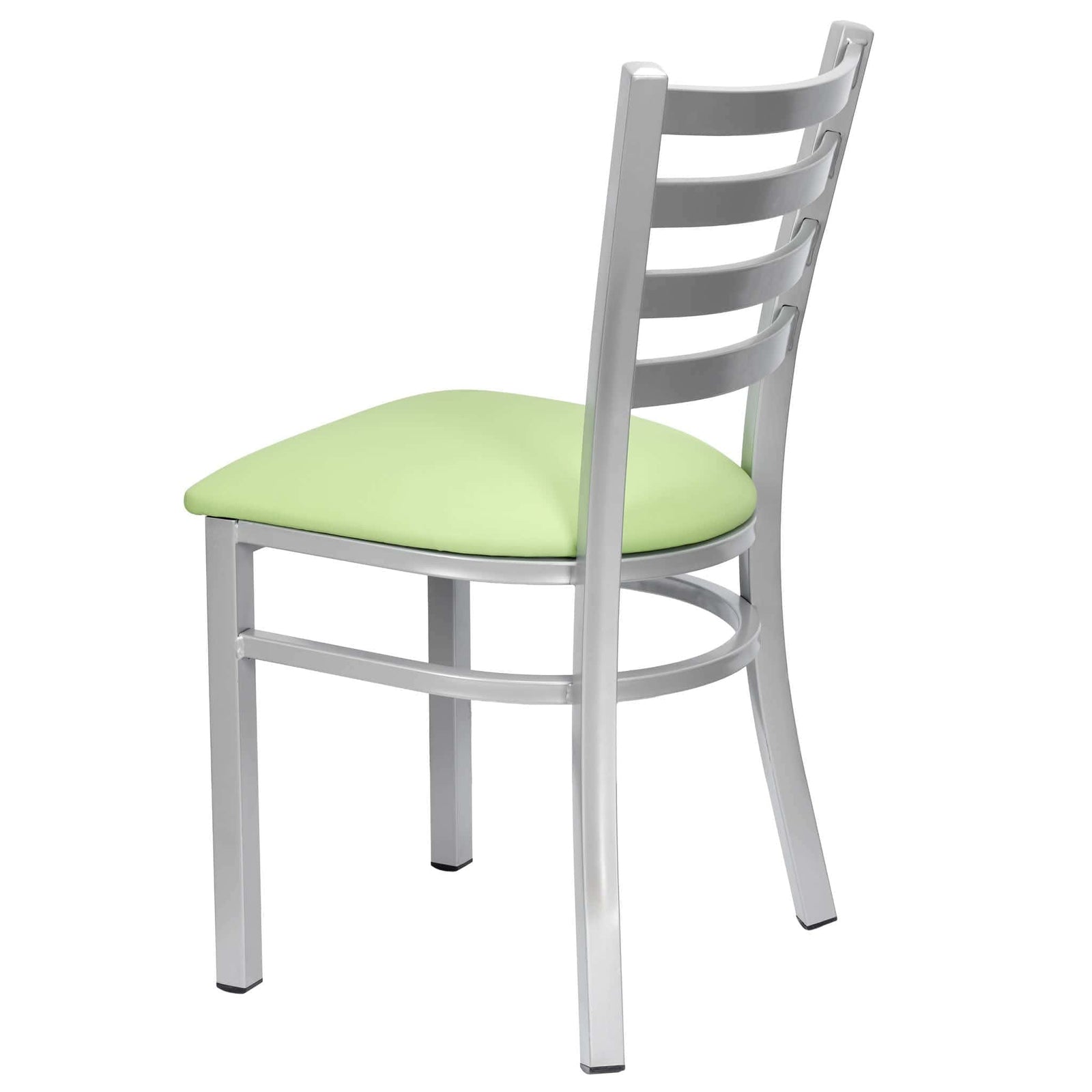 Chivari Ladder Back Restaurant Chair with Silver Frame and Light Green Vinyl Seat CLMSVLGR-ZF-KT