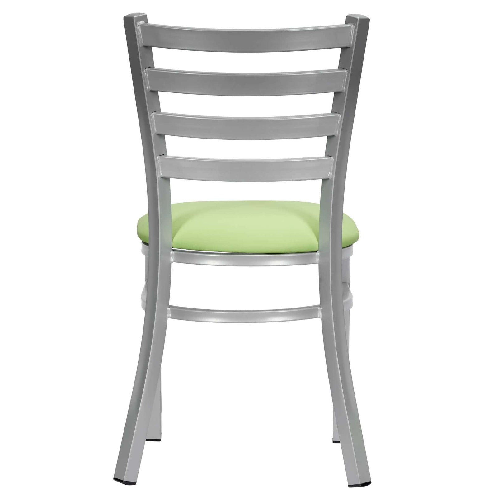 Chivari Ladder Back Restaurant Chair with Silver Frame and Light Green Vinyl Seat CLMSVLGR-ZF-KT