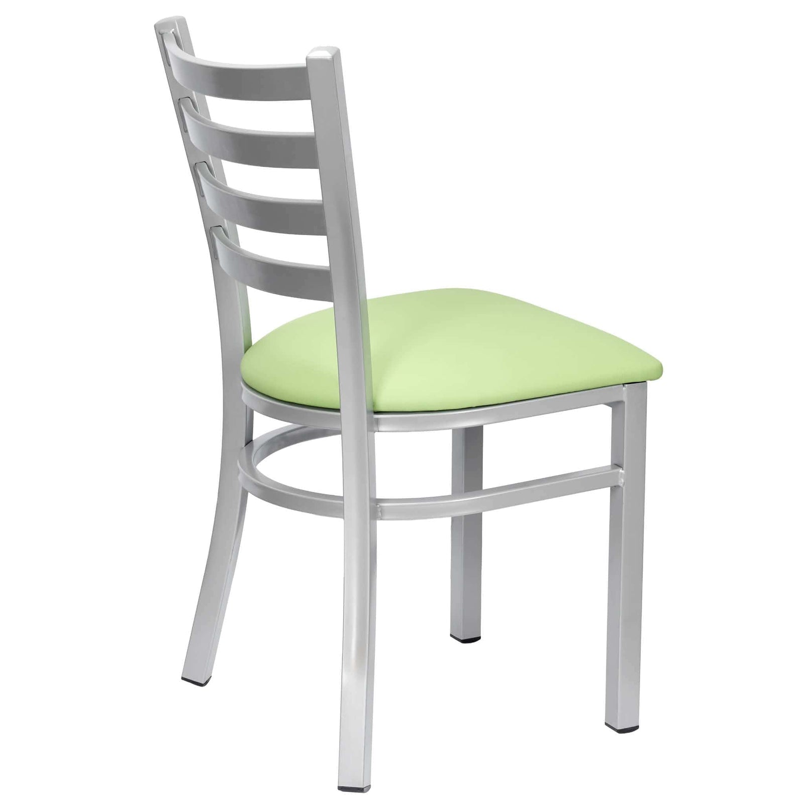 Chivari Ladder Back Restaurant Chair with Silver Frame and Light Green Vinyl Seat CLMSVLGR-ZF-KT
