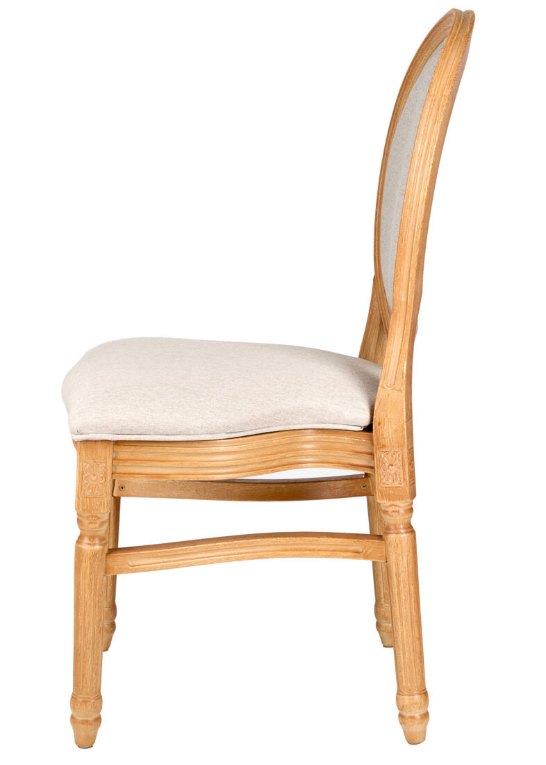 Natural Resin Louis Pop Chair with Burlap Fabric Seat and Back CLPRNBB-ZG-T