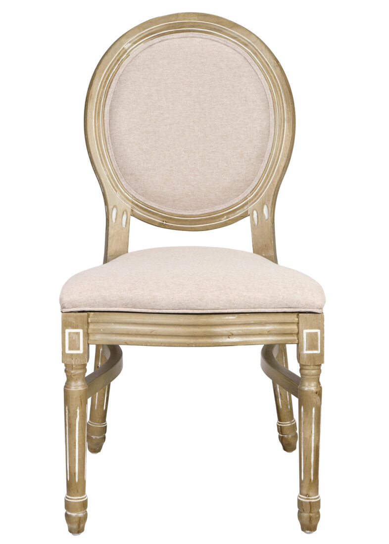 Louis Pop Wood – Fabric Back & Seat, Color: Antique Distressed by Chivari CLPWANTIQ-ZG-T