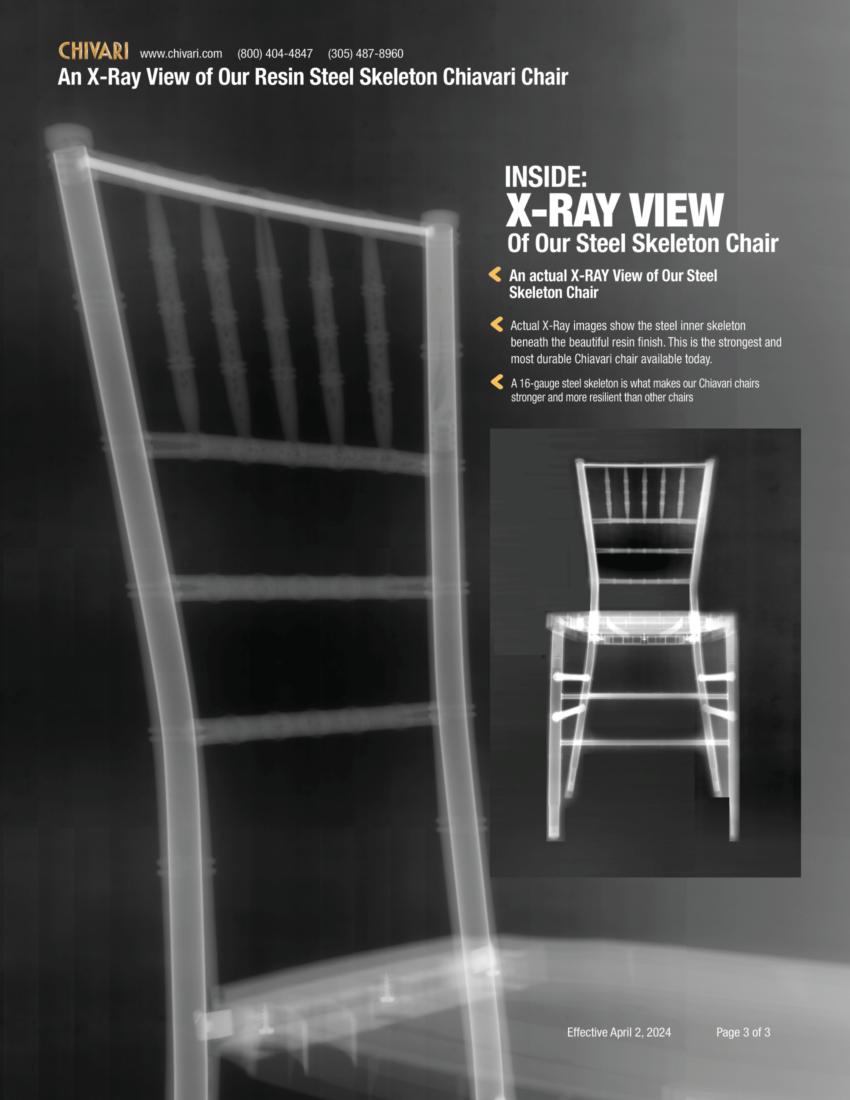 Resin Steel Skeleton Chiavari Chair XRay View