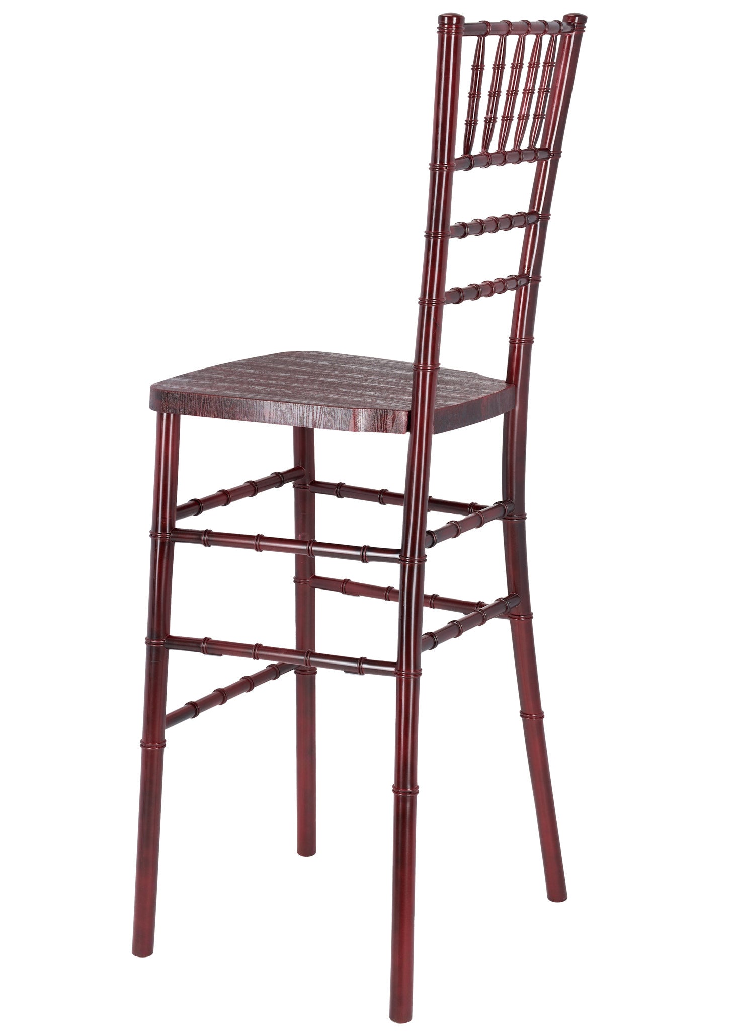 Mahogany with Brushed Wood Look Resin Steel Skeleton™ Chiavari Barstool