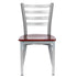 Chivari Ladder Back Restaurant Chair with Silver Frame and Mahogany Wood Seat CLMSWMW-ZF-KT