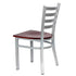 Chivari Ladder Back Restaurant Chair with Silver Frame and Mahogany Wood Seat CLMSWMW-ZF-KT