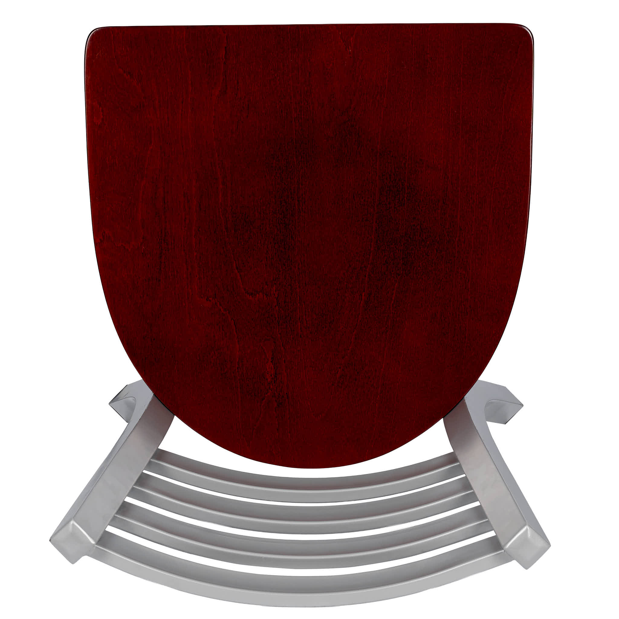 Chivari Ladder Back Restaurant Chair with Silver Frame and Mahogany Wood Seat CLMSWMW-ZF-KT