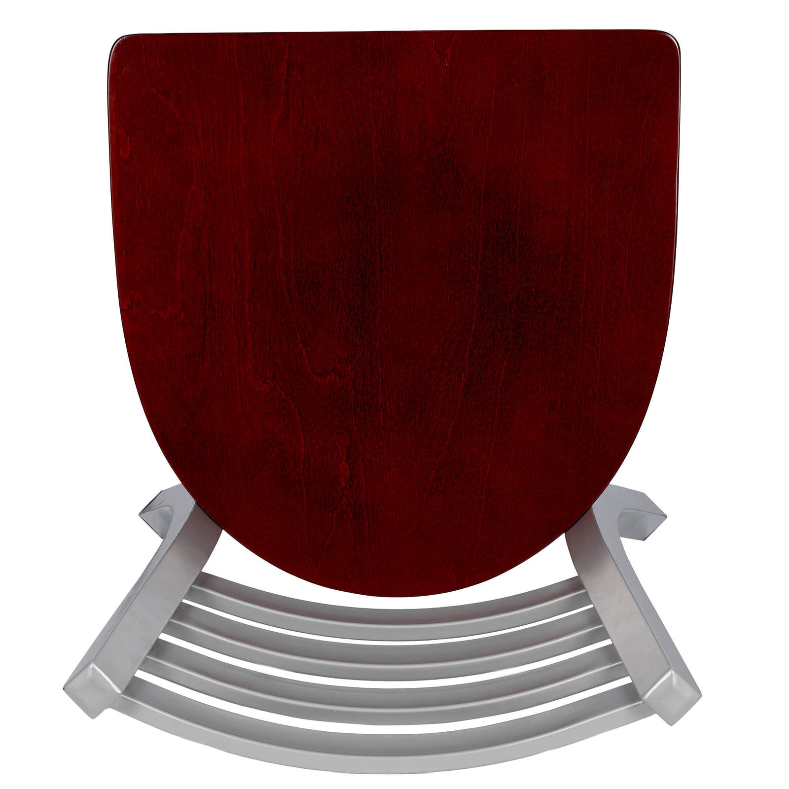 Chivari Ladder Back Restaurant Chair with Silver Frame and Mahogany Wood Seat CLMSWMW-ZF-KT
