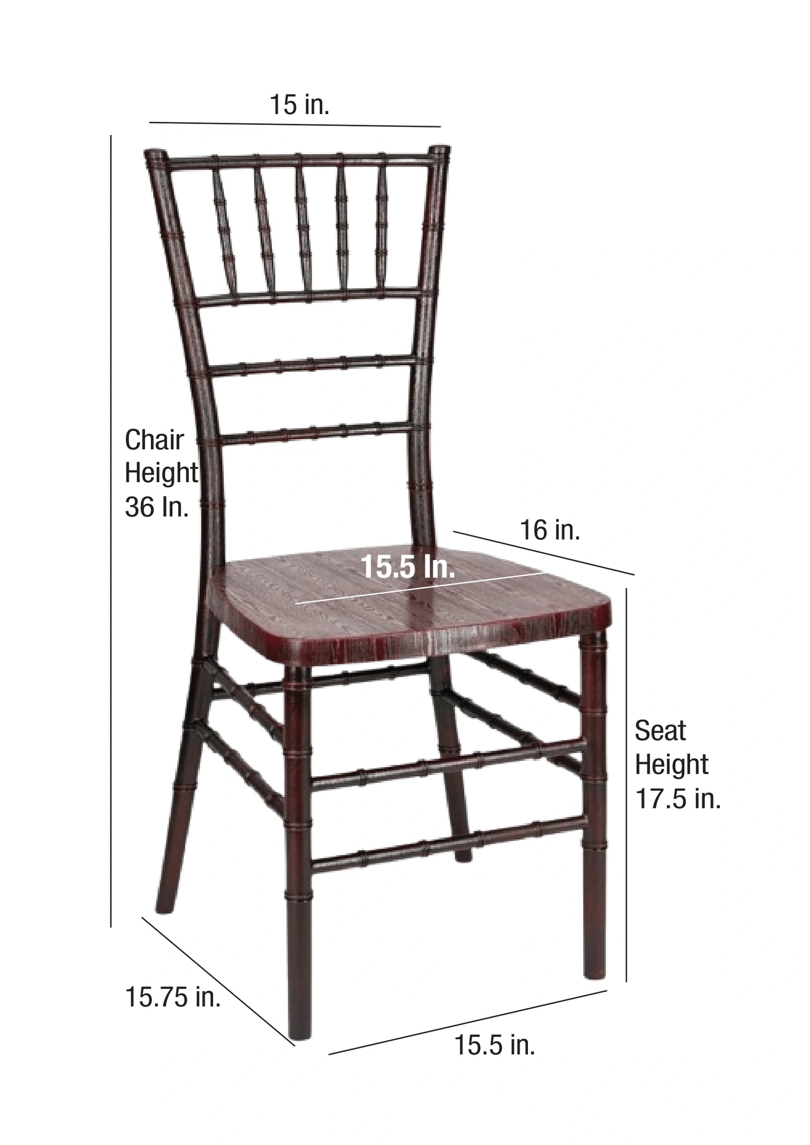 Mahogany WoodGrain™ Resin Steel Skeleton™ Chiavari Chair