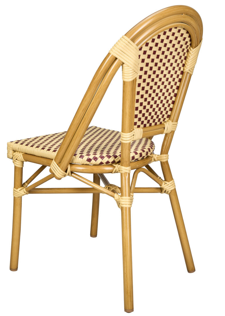 Maroon and Beige Armless, French Bistro Patio Dining Chair CBPBM-AX-T