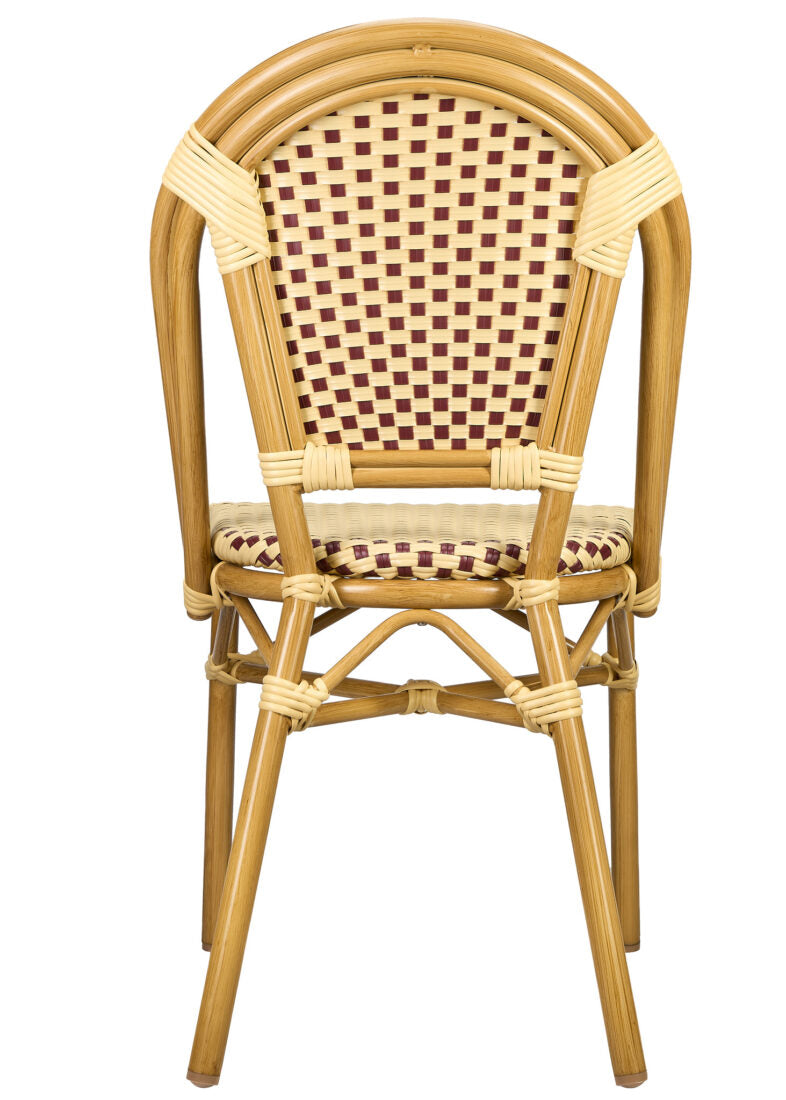 Maroon and Beige Armless, French Bistro Patio Dining Chair CBPBM-AX-T