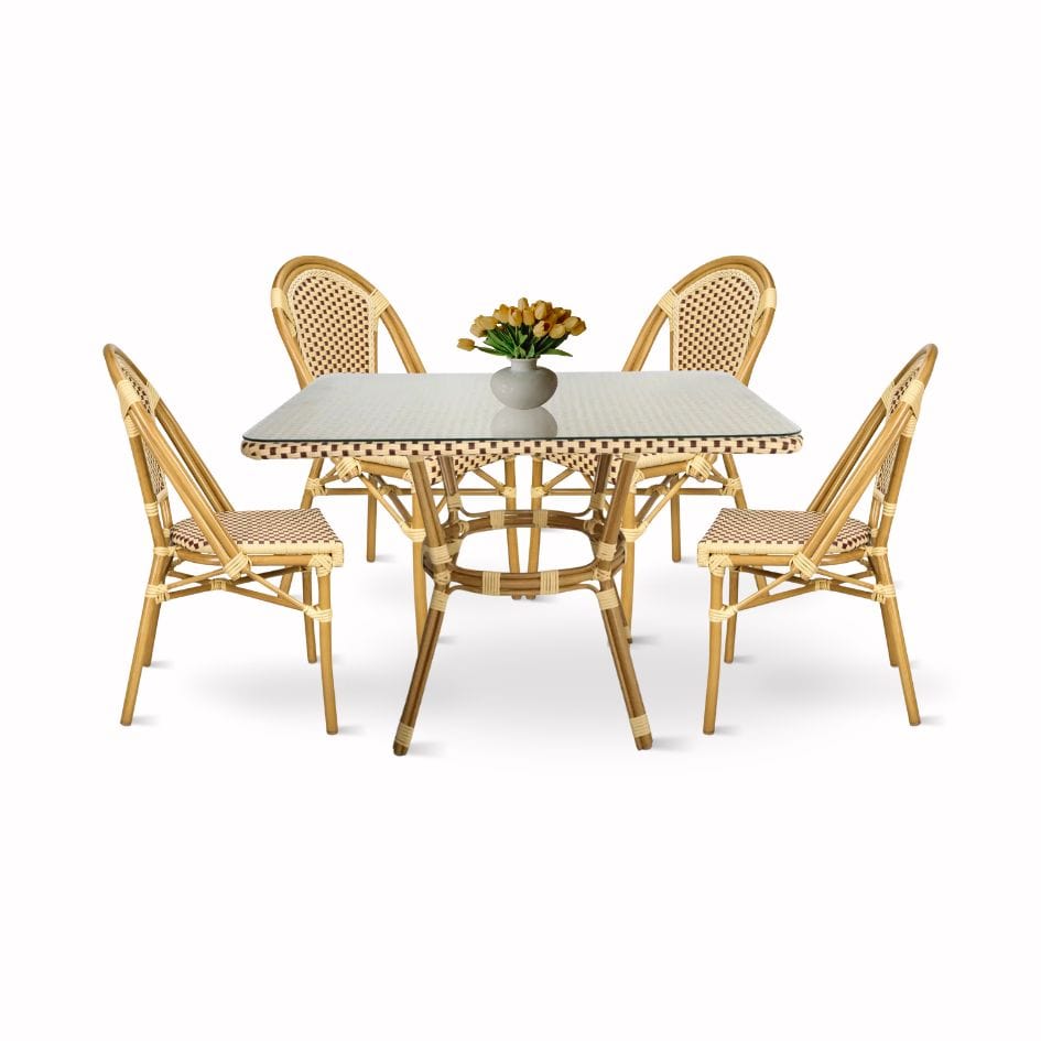 Toulouse Beige and Maroon French Bistro Set Includes 48