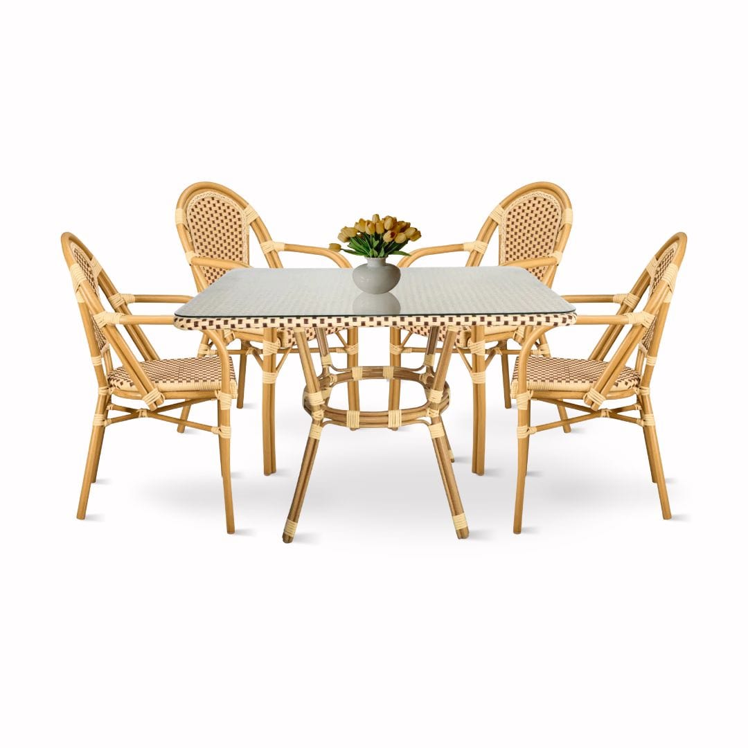 Toulouse Beige and Maroon French Bistro Set Includes 48