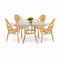 Toulouse Beige and Maroon French Bistro Set Includes 48" x 36" Square Table and 4 Chairs with Arms FBK-SQ-BM-AWM4-AX
