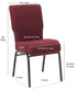 Maroon Fabric Church Chair with Cut-Away Back 18.5" Wide Gold Vein Steel Frame