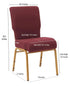 Maroon Fabric Church Chair with Cut-Away Back 18.5" Wide Gold Steel Frame