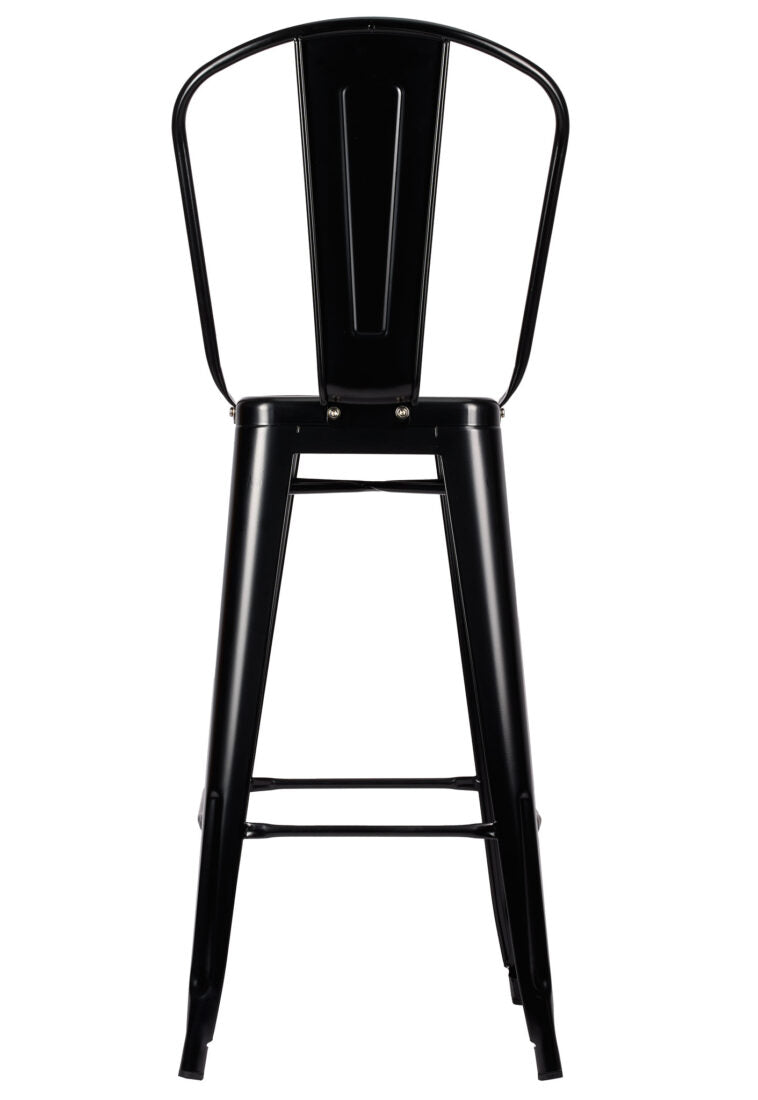 Matte Black 50% Hi Gloss Steelix Tolix Style Metal Barstool with Back – Some Assembly Required BTBMBM-AX-T