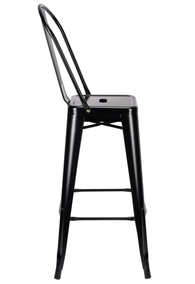 Matte Black 50% Hi Gloss Steelix Tolix Style Metal Barstool with Back – Some Assembly Required BTBMBM-AX-T