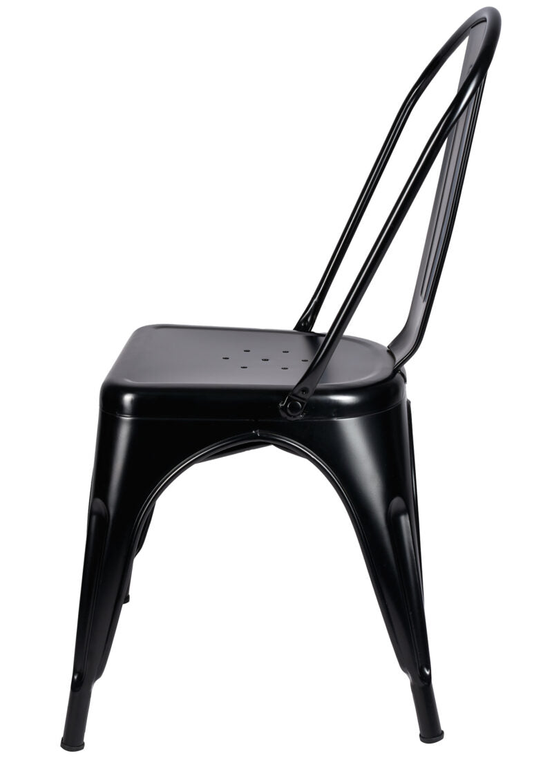 Matte Black 50% Hi Gloss Steelix Tolix Style Metal Restaurant Chair – Ships Fully Assembled CTMBM-AX-T