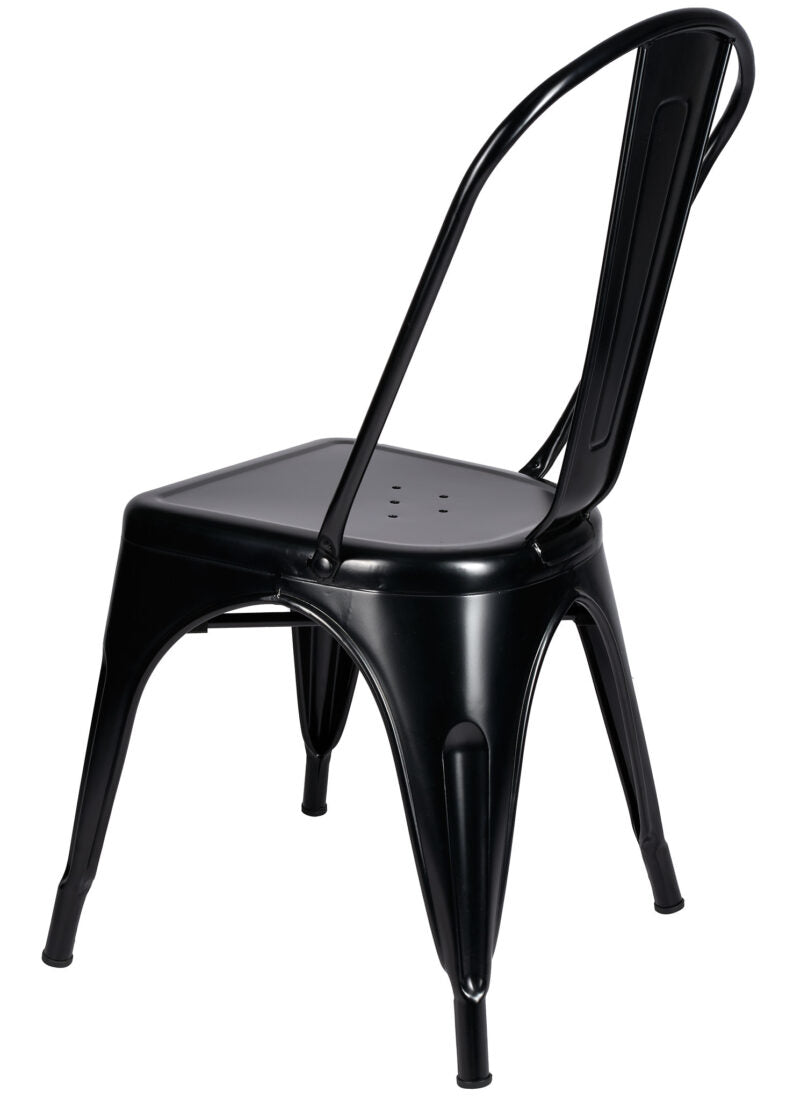 Matte Black 50% Hi Gloss Steelix Tolix Style Metal Restaurant Chair – Ships Fully Assembled CTMBM-AX-T