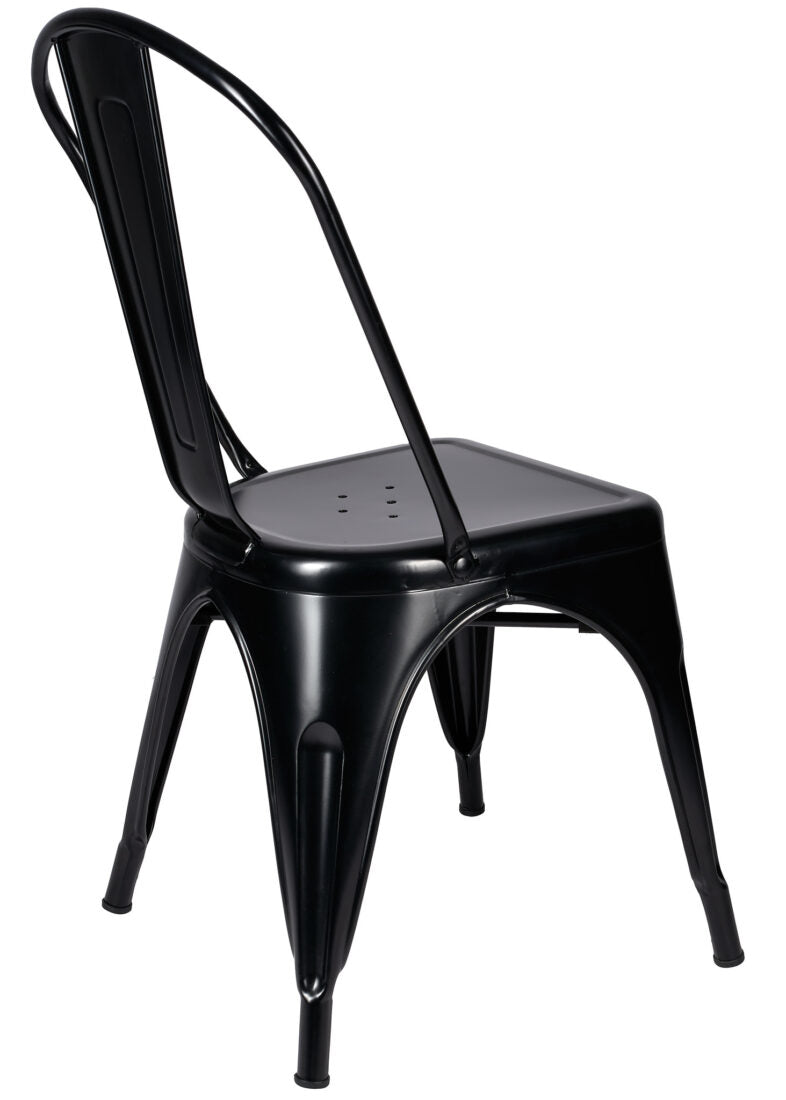 Matte Black 50% Hi Gloss Steelix Tolix Style Metal Restaurant Chair – Ships Fully Assembled CTMBM-AX-T