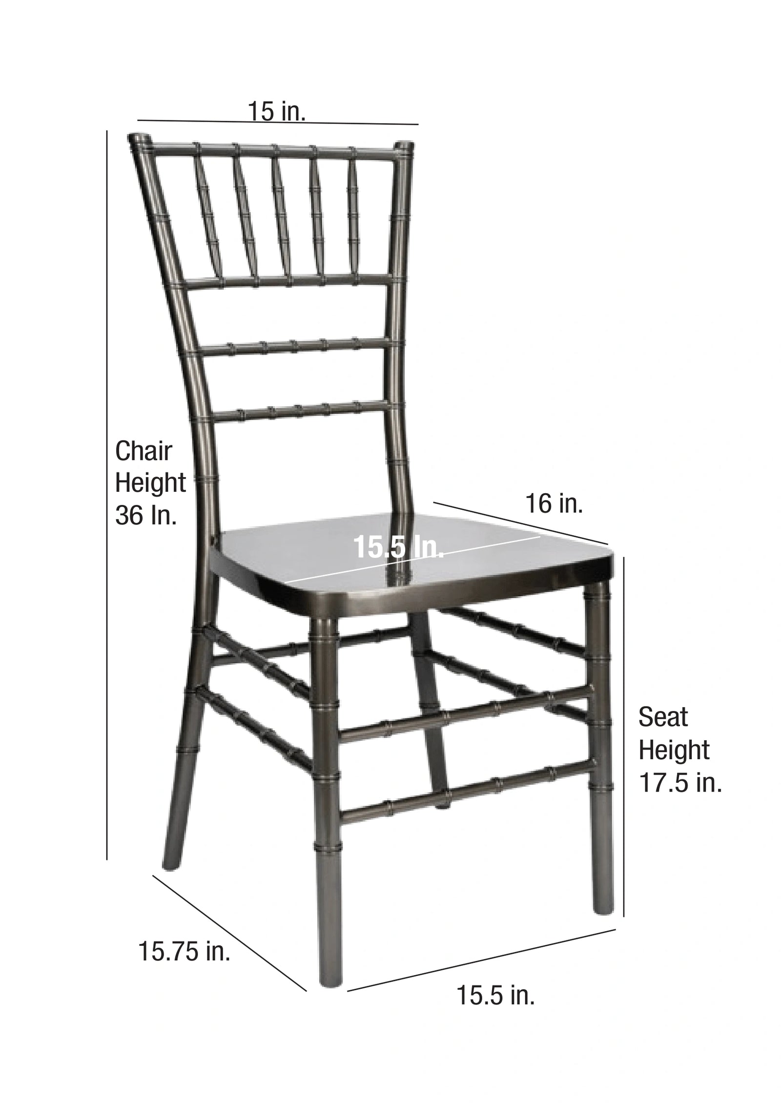 Metallic Silver Onyx Resin Steel Skeleton™ Chiavari Chair