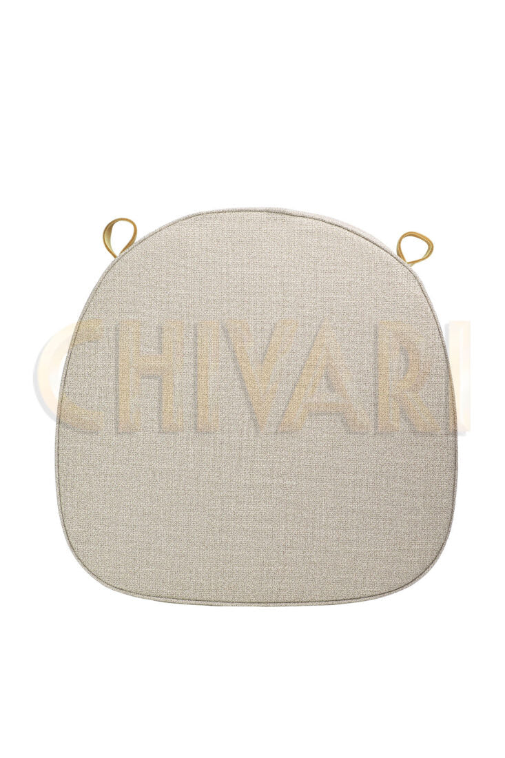 Natural Burlap 2" Thick Cross Back Chair Pad, Seat Cushion with Velcro Straps by Chivari 2 CUSHXSTRAP-BUR-COT-TAN-AX-T