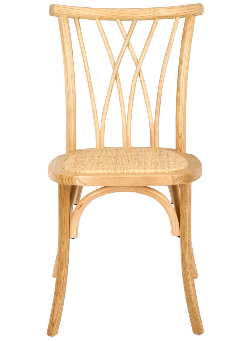 Natural Tan Willow Wood Chiavari Chair With Rattan Seat