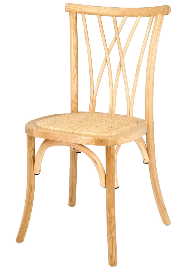 Natural Tan Willow Wood Chiavari Chair With Rattan Seat