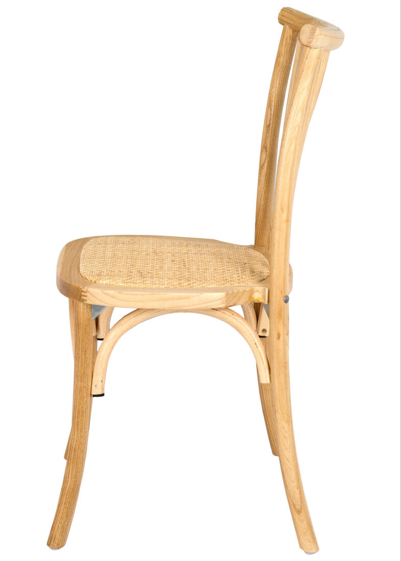 Natural Tan Willow Wood Chiavari Chair With Rattan Seat