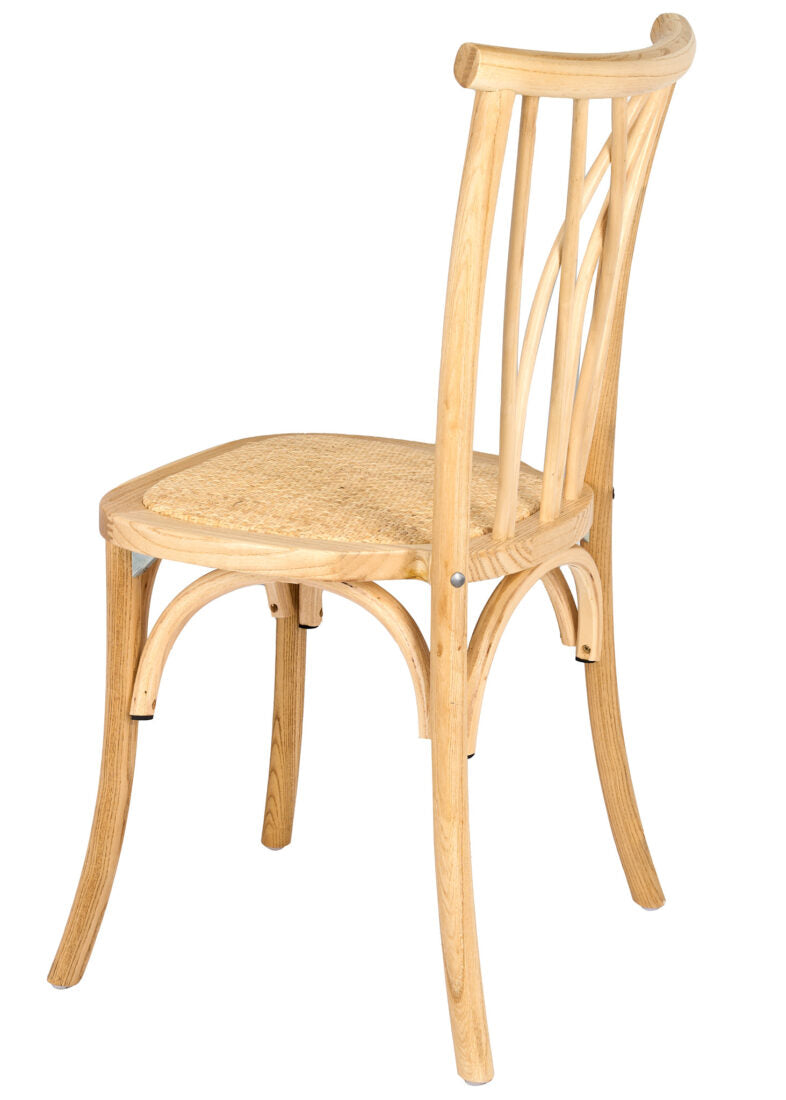 Natural Tan Willow Wood Chiavari Chair With Rattan Seat