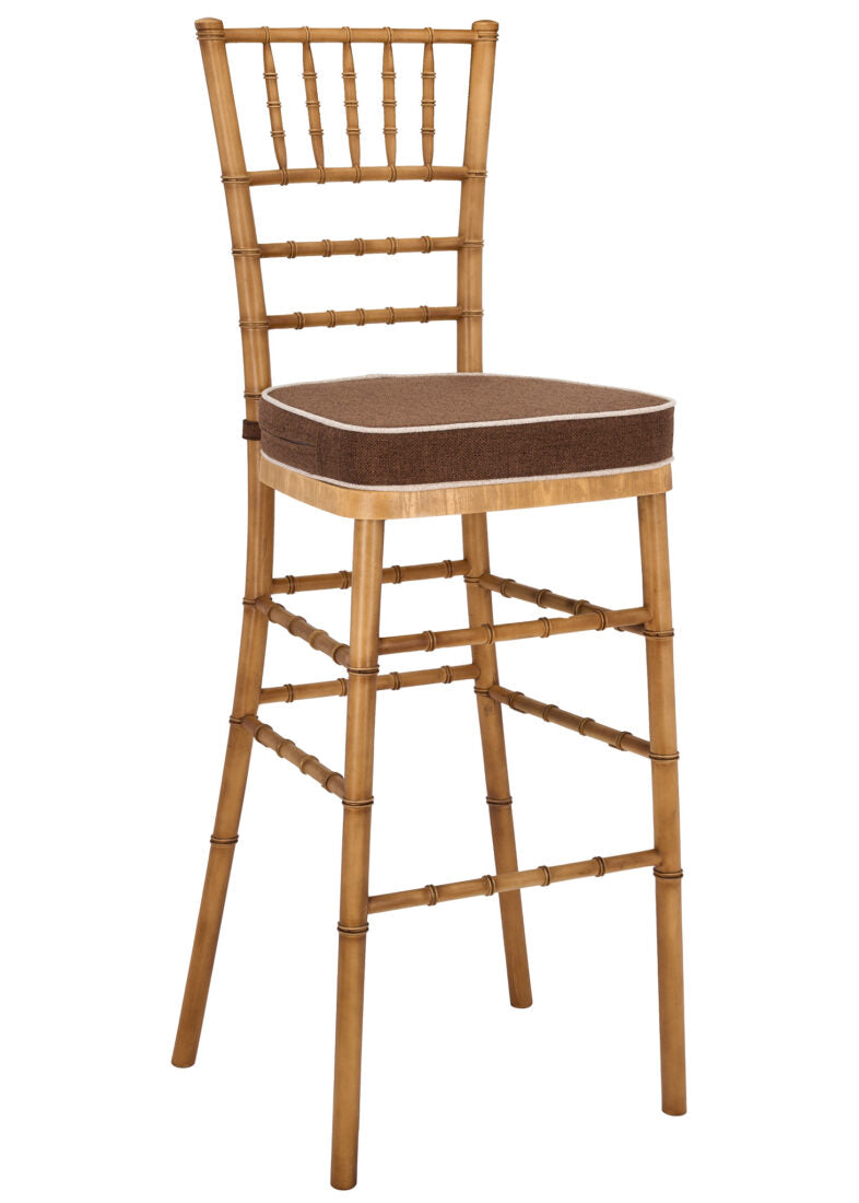 Natural with Brushed Wood Look Resin Steel Skeleton™ Chiavari Barstool