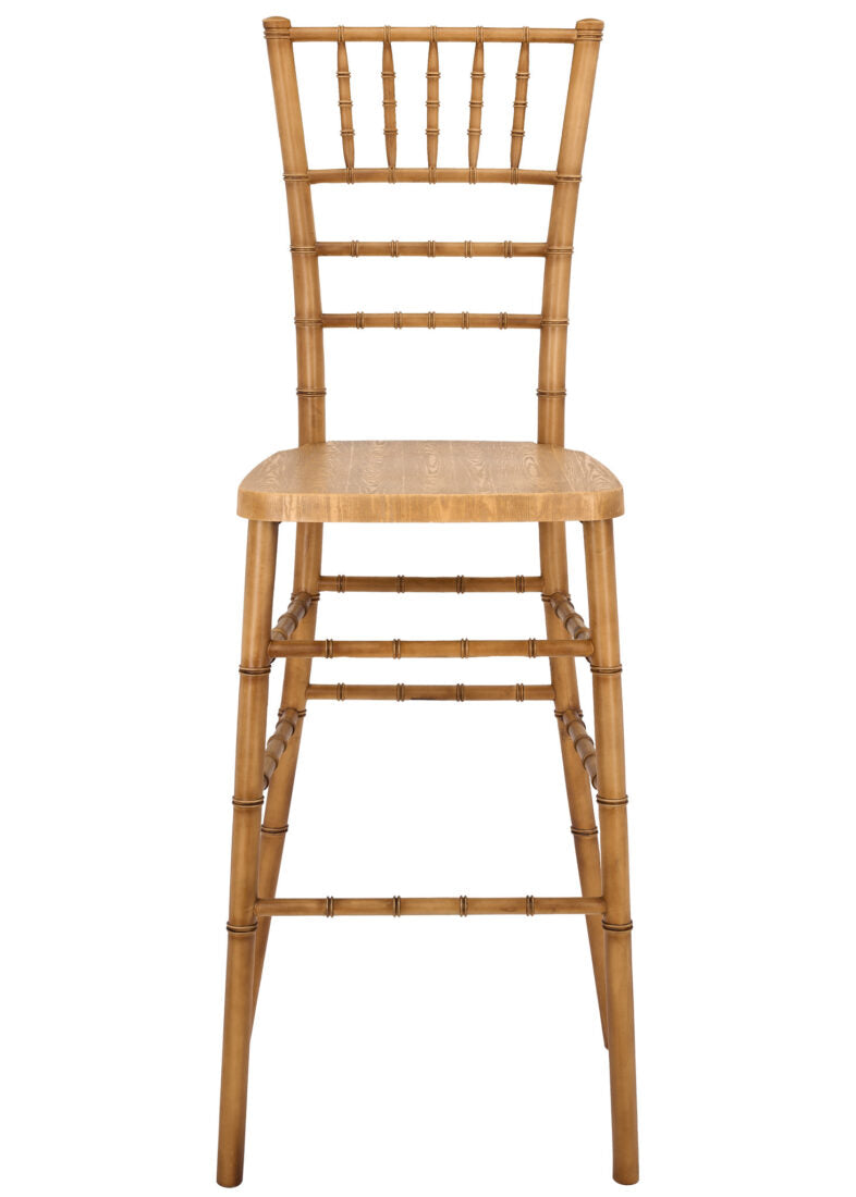 Natural with Brushed Wood Look Resin Steel Skeleton™ Chiavari Barstool